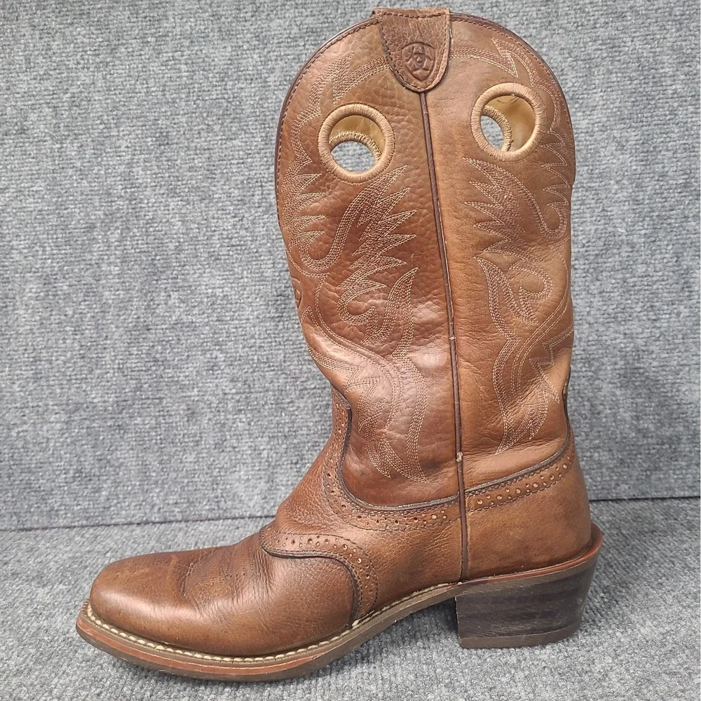 ARIAT Roughstock Brown Bullhide Leather Square Mens Cowboy Boots #10002227 8 EE
